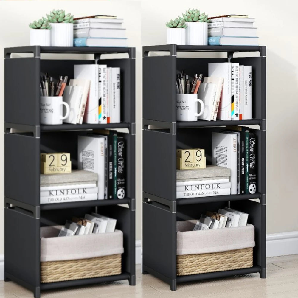 Simple Bookshelf Multi Layer Easy Assembly Diy Wardrobe Bookshelf  Plastic Square Storage Rack Living Room Study Room Bedroom