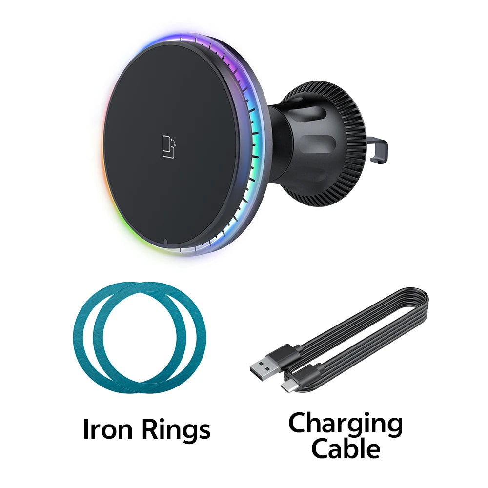 15W Fast Charging Strong Magnetic Phone Holder for Car, Wireless Car Charger Compatible for iPhone 16 Pro Max 15 14 13 12