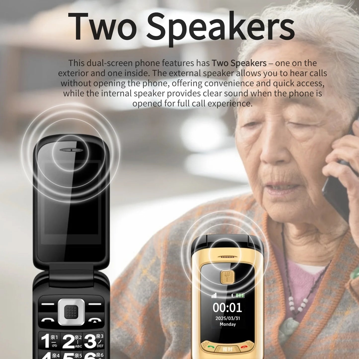 Affordable Retro Flip Cute Phone SOS Dial Speed Dial Big Button Dual Screen Loud Speaker Long Battery Clamshell Mini Size Mobile