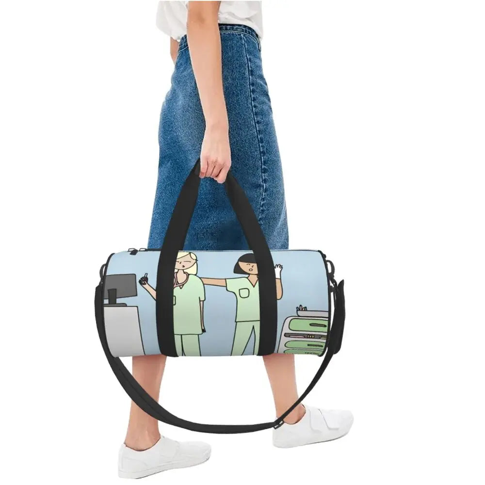 Couple Travel Bag Enfermera En Apuros Doctor Nurse Gym Bag Large Oxford Custom Handbag Colorful Casual Sports Bag