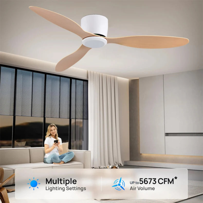 Modern Ceiling Fans No Light DC Motor Remote Control Cooling Fans Low Floor Ceiling Fan Silent Large Home Fan AC95-260V