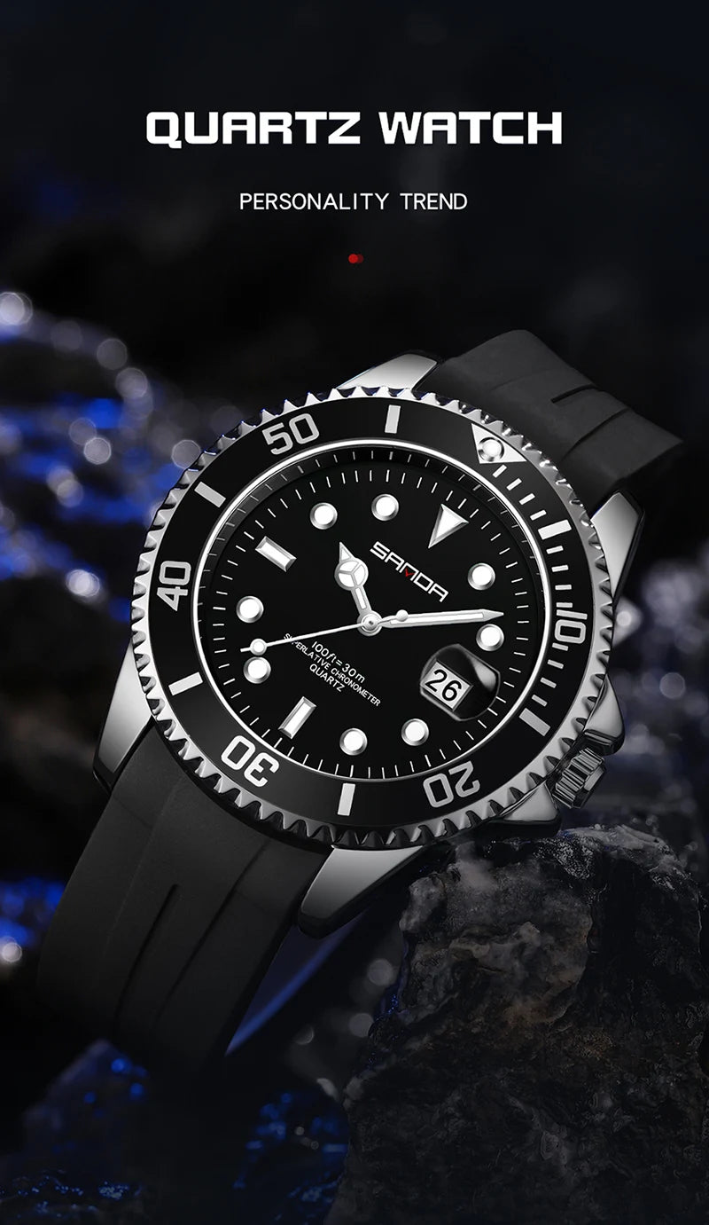 SANDA 2025Top Brand Luxury Fashion Men's Watches 30M Luminous Waterproof Quartz Wristwatch For Male Clock Calendar Relogio