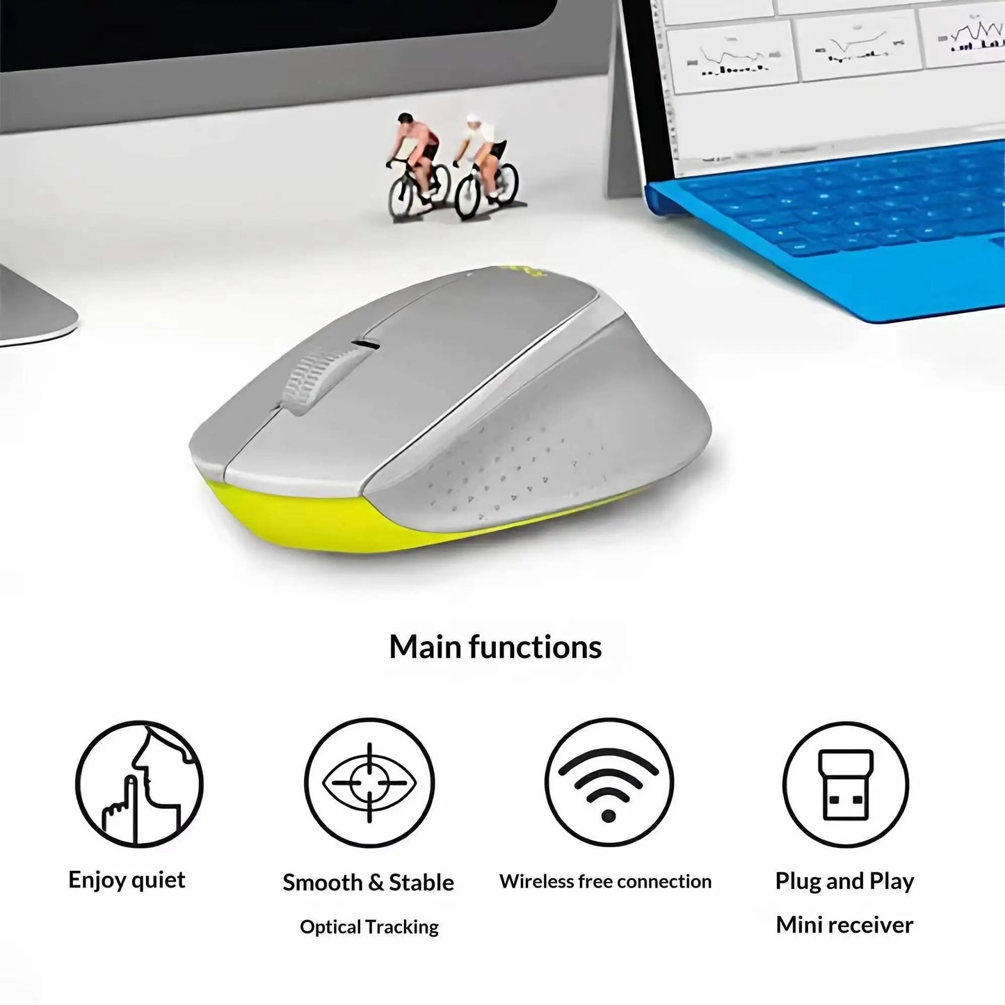 Logitech M330 Silent Plus Wireless Mouse 2.4G USB Receiver Ergonomic Shape Gentle Soft for Desktop Office Laptop Desk