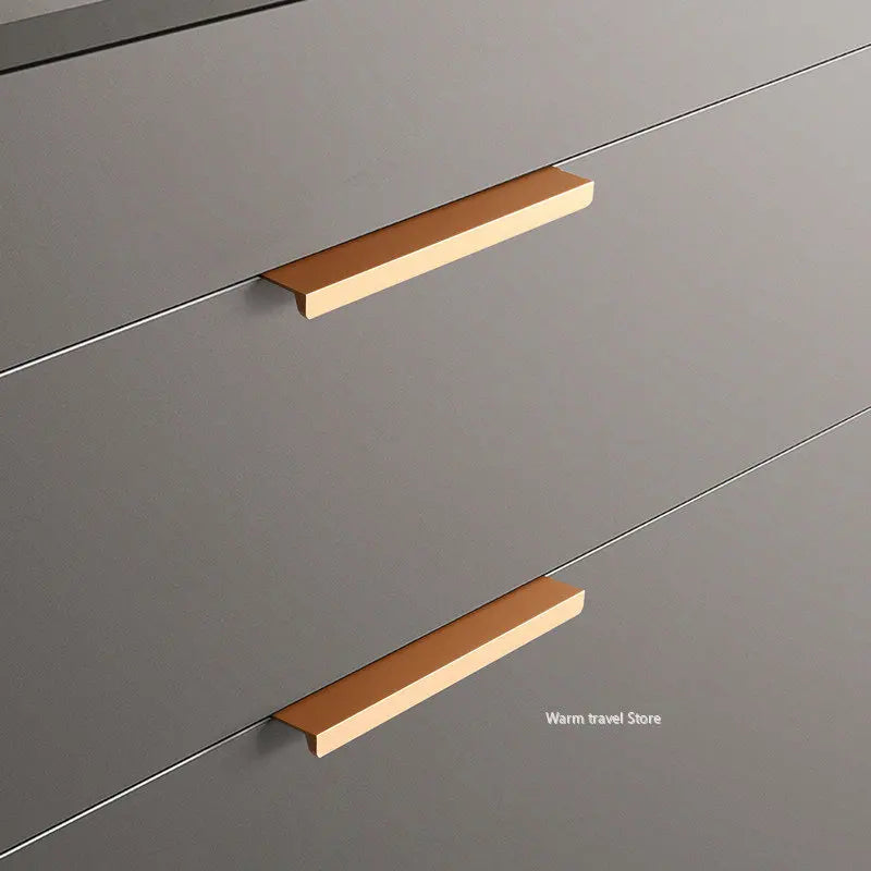 Extended drawer Cabinet Pulls door edge handle black gold wardrobe Drawer Pulls Aluminum Alloy Furniture Handles Cupboard Pulls