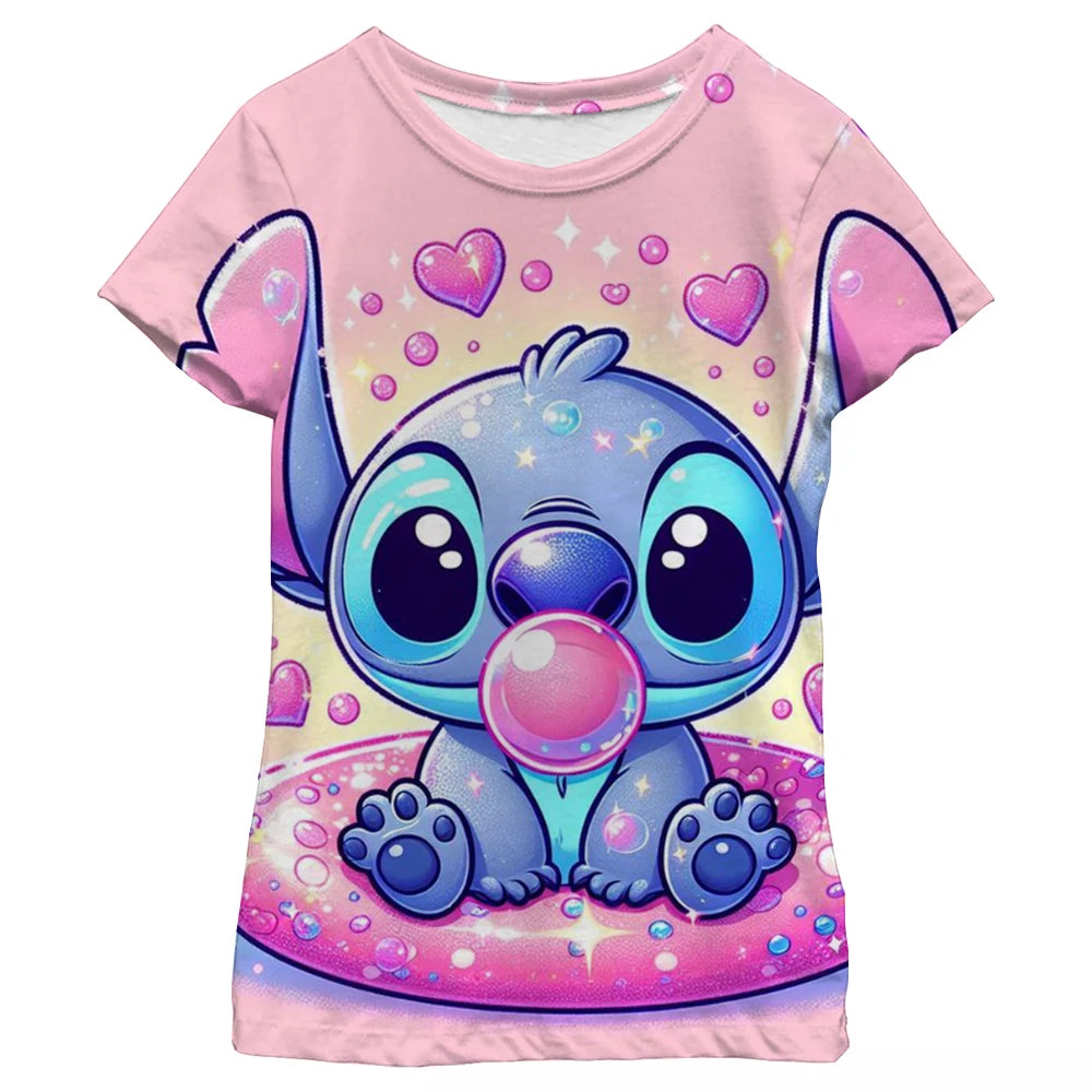 New Kawaii Lilo Stitch Cartoon T Shirt Children Kids Stitch Cute Manga T-shirt Y2k Graphic Tshirt Girl Boy Top Tees Lilo Stich