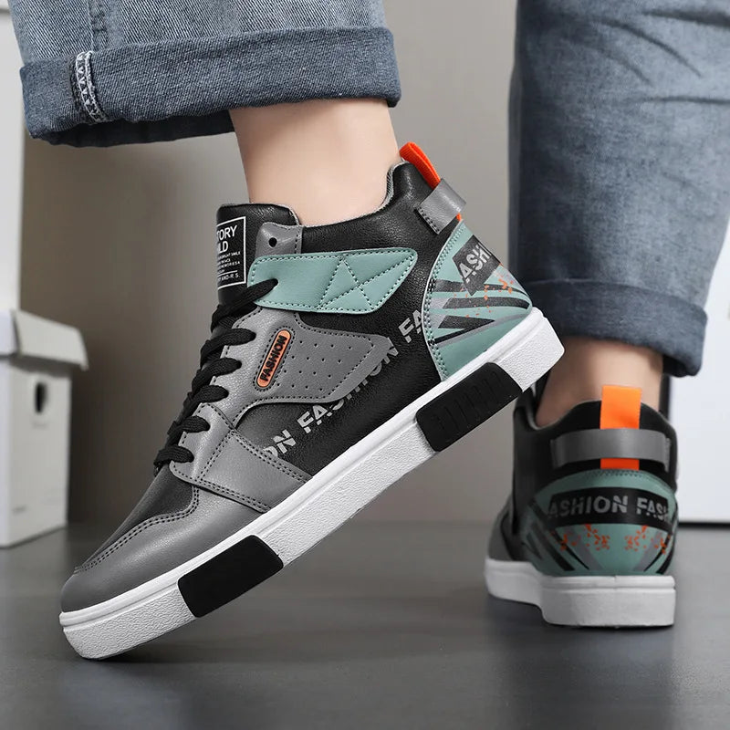 Men's Skateboarding Shoes 46 High Top Casual Sneakers Breathable Street Shoes Black Flats Shoes  Walking Shoes Chaussure Homme