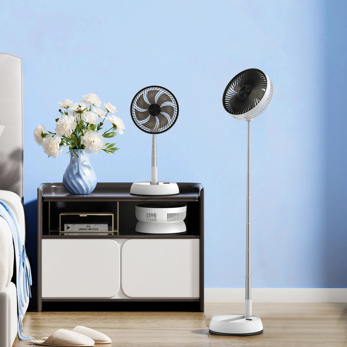 2026 NEW  Outdoor Portable Silent Remote Control Desktop Vertical Automatic Shaking Fan Aluminum Alloy Telescopic Timed Home Fan