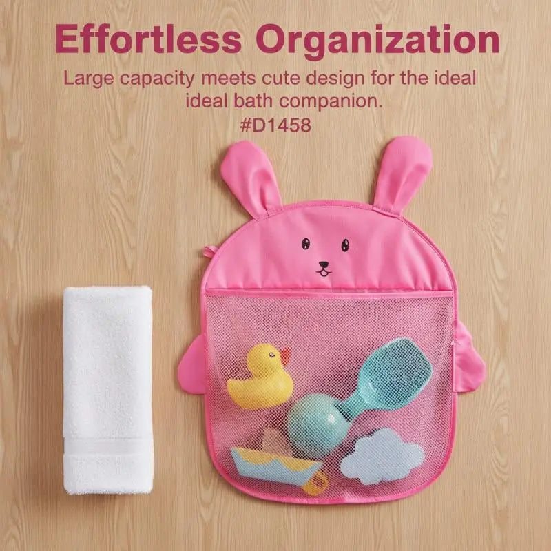 Baby Bathtub Toys Storage Bag Strong Suction Cups Quick Drain Waterproof Mesh Organizer for Kids Bathroom Play Time