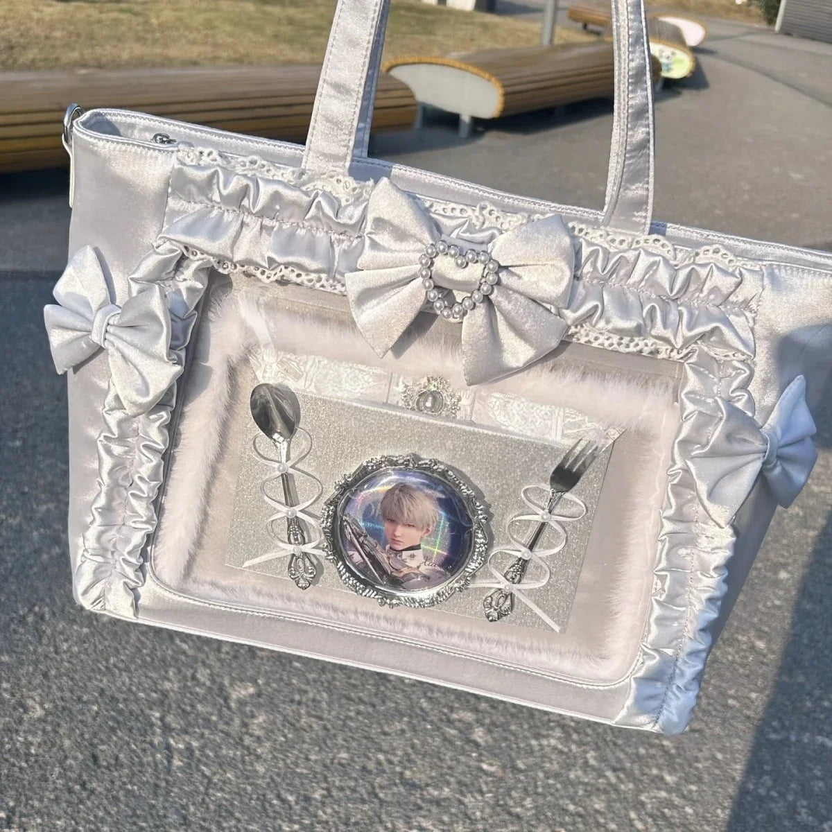 New Sweet and Cool Girl Ulzzang Ita Bag Lace Bow Ribbon JK Uniform Shoulder Bag Comic Exhibition Portable Y2K Tote Bag