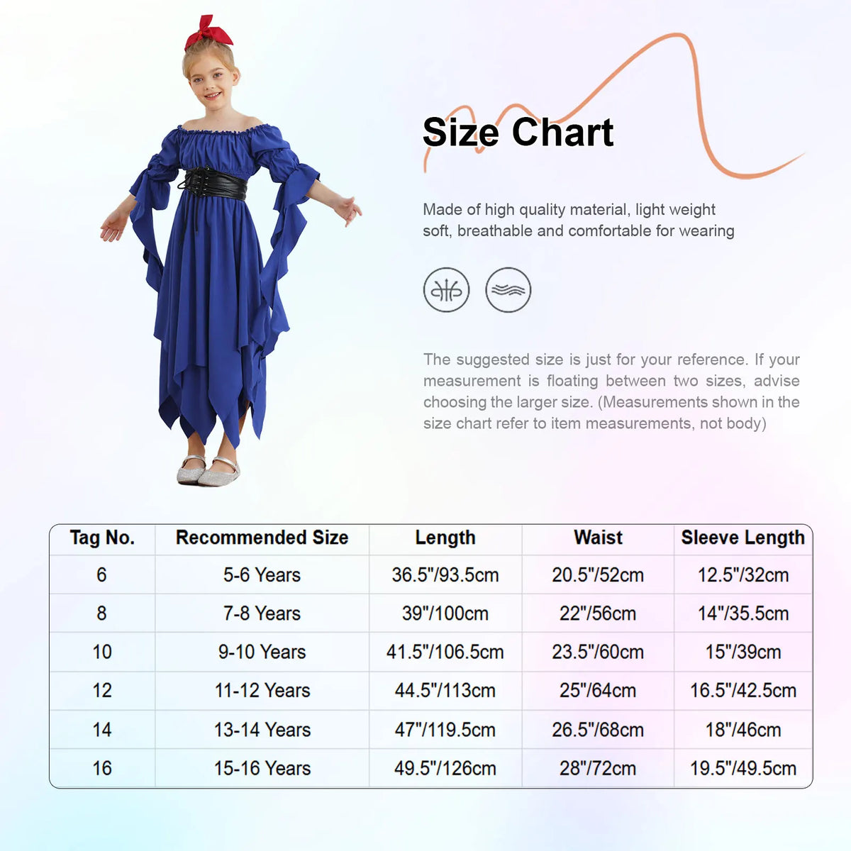 Girls Halloween Medieval Renaissance Witch Vampire Cosplay Costume Victorian Gothic Dress Off Shoulder Smocked Irregular Gown