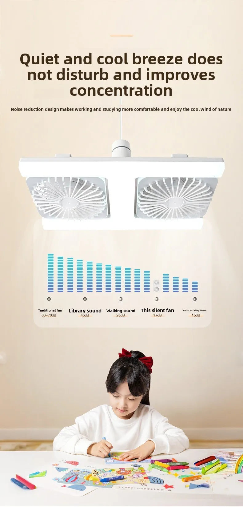 E27 LED Fan Light with Remote Dimming Speed Control Dual Head Silent Fan for Kitchen Bathroom Air Circulation Ceiling Lamp Bulb