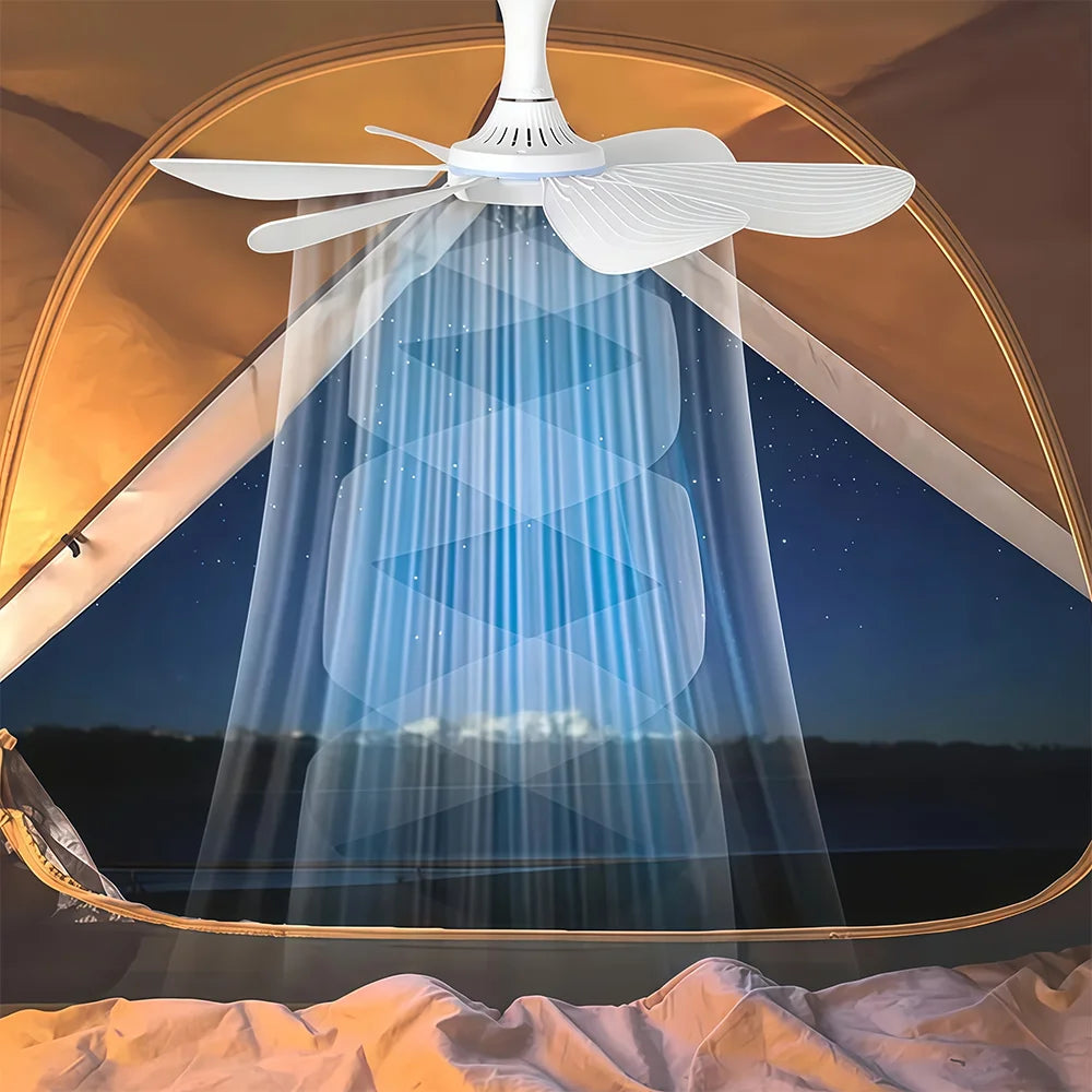 1 Set of USB Mini Quiet Ceiling Fans for Camping, Emergency Portable Outdoor Hanging Fans for Gazebos, Sheds, Dorms, Silent Fans with Extension Cord, White Fan