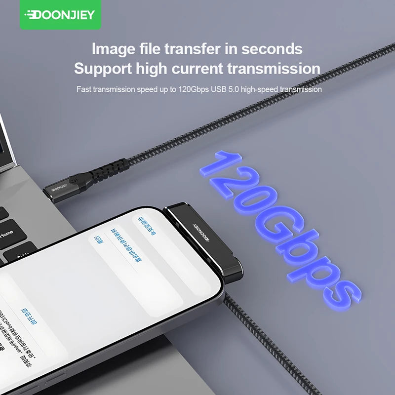 USB5.0 Type C Phone Stand Adapter 240W Fast Charging 120Gbps 16K Multi-function Foldable Converter Compatible Thunderbolt 5/4