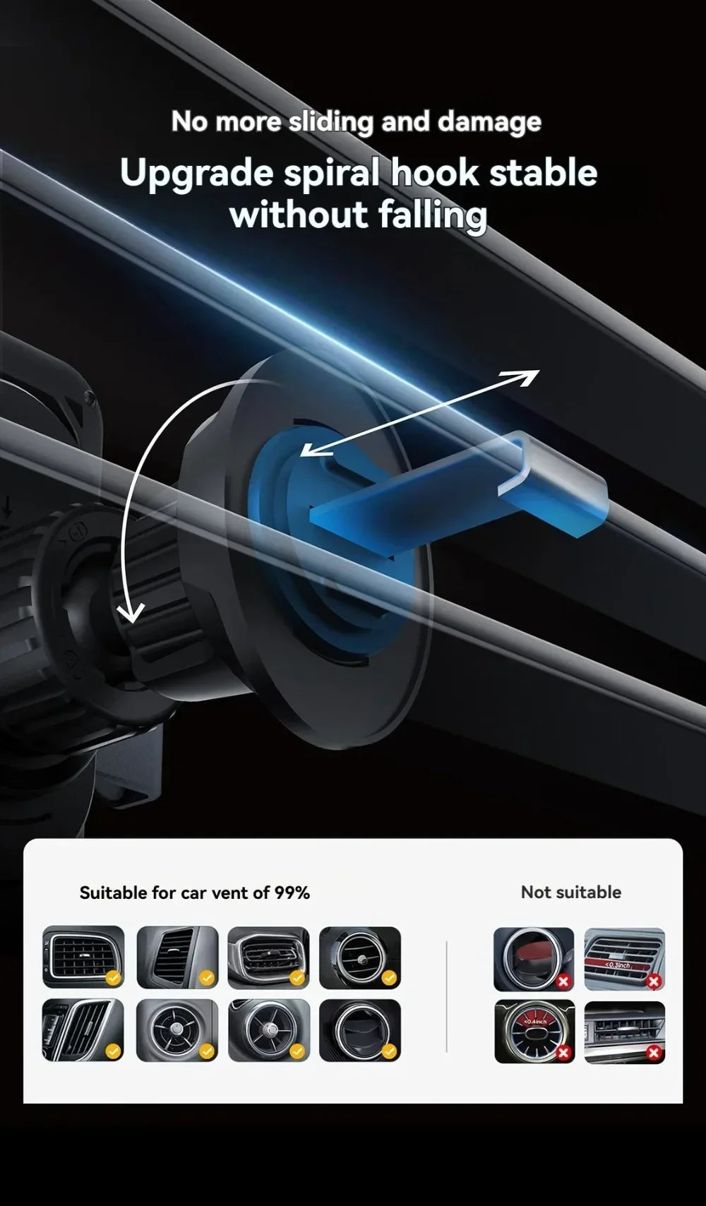 Car Unicersal Air Vent Electric Rotating Opening Closing Phone Holder 15W Wireless Charger Dual Coil Smart Phones Fast Charging