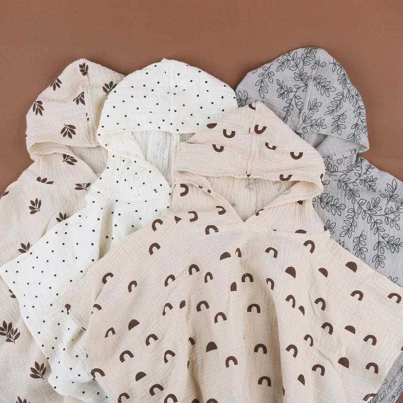 Pure Cotton Baby Towel Solid Color Muslin Baby Hooded Bath Towel Kids Newborn Swim Beach Bathrobe Quick Dry Facecloth Baby Stuff