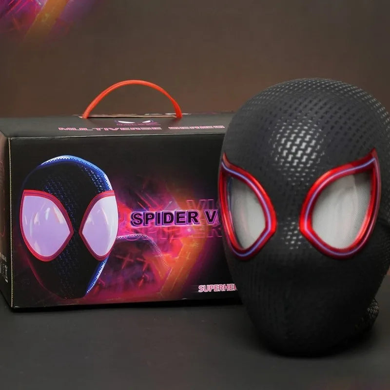 1:1 Miles Morales Mask with Movable Eyes Mascara Electric Gwen Spider-Man Helmet Ring Control Halloween Cosplay Mask Toy Gift