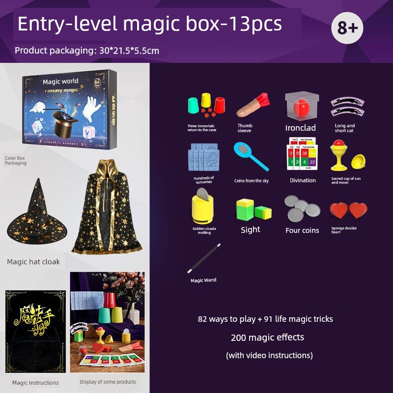 Children's Magic Props Toy Gift Box Close-Up Kindergarten Performance Set Magic Tricks Boy's Birthday Gift Shocking