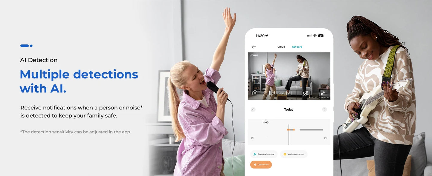 IMILAB C21 2.5K IP Security Camera MiHome App 360° Night Vision Baby Monitor with App, 2-Way Audio, AI Detection