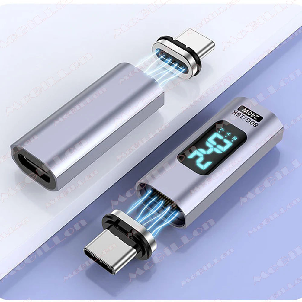 USB4.0 80Gbps 240W Thunderbolt 5 Magnetic Adapter Type C To USB C Fast Charge Magnet Converter Cable 16K@60Hz 5A Type C Adapter