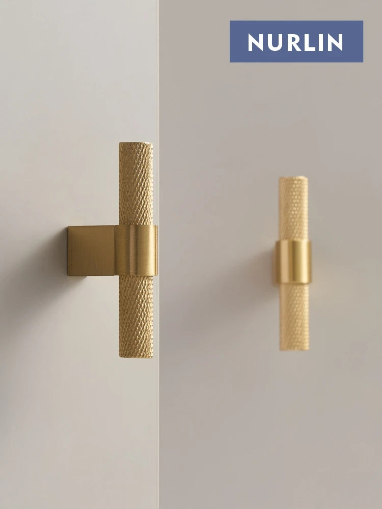 Nurlin Solid Brass Knurling Patterned Cabinet T-bar Extended Length 40 Inches Kitchen Appliances Dishwashers Refrigerators Pull