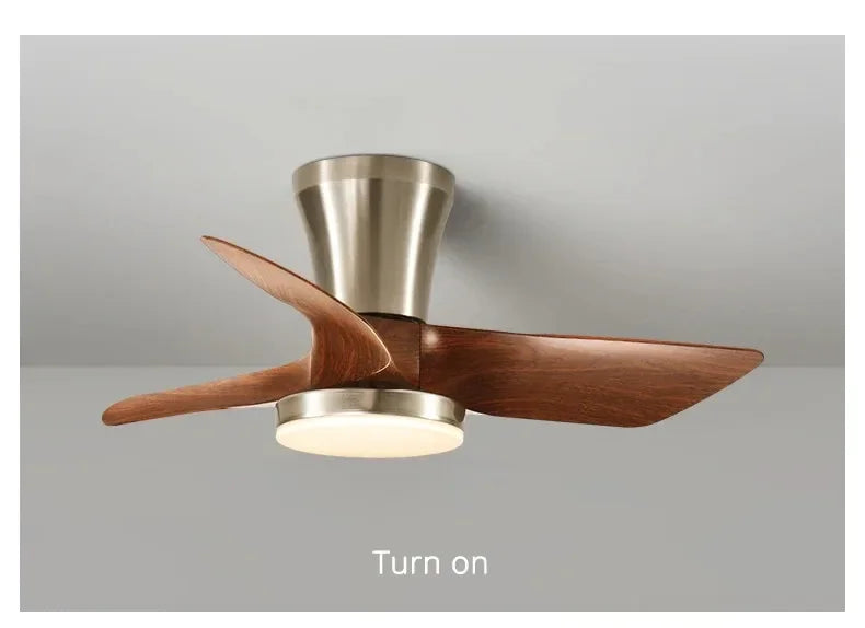 Modern Silent integrated Bedroom Ceiling Fan Lamps Retro Wood Dining Room Living Room High Wind Power Remote Ceiling Fan Lights