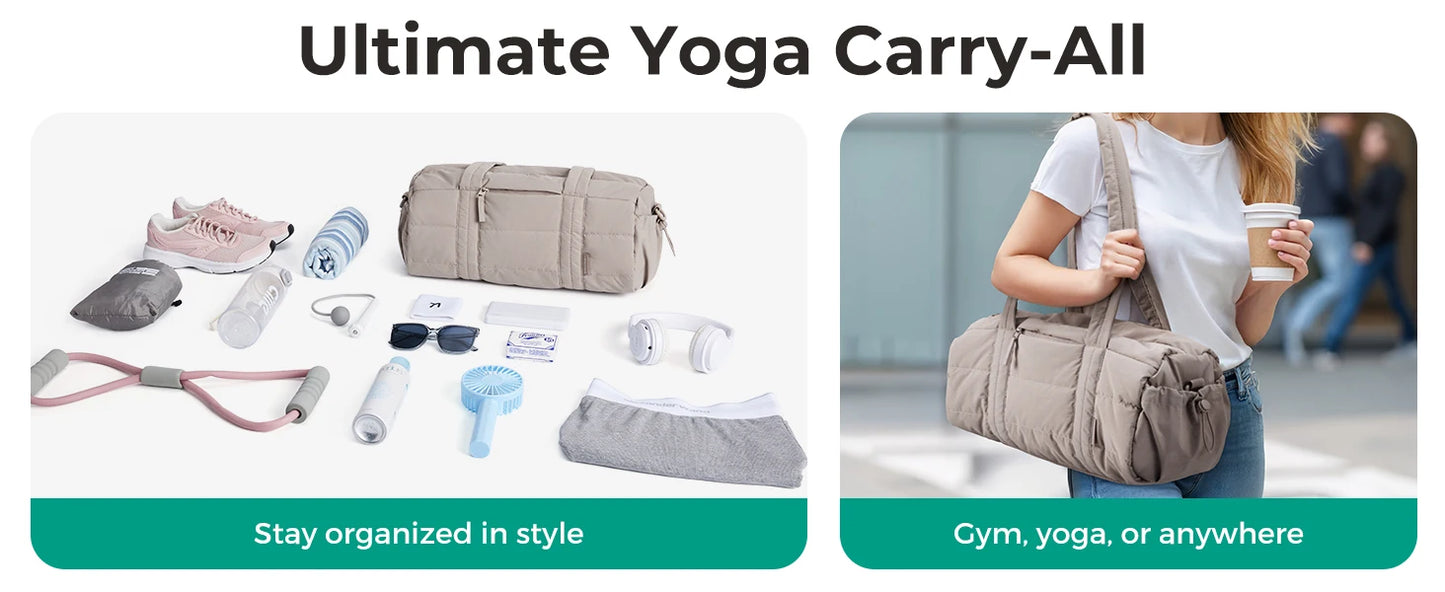 BAGSMART Travel Gym Bag for Women Yoga Mat Duffle Bag with Wet & Dry Pocket Quilted Sports Bag for Weekend Swimming