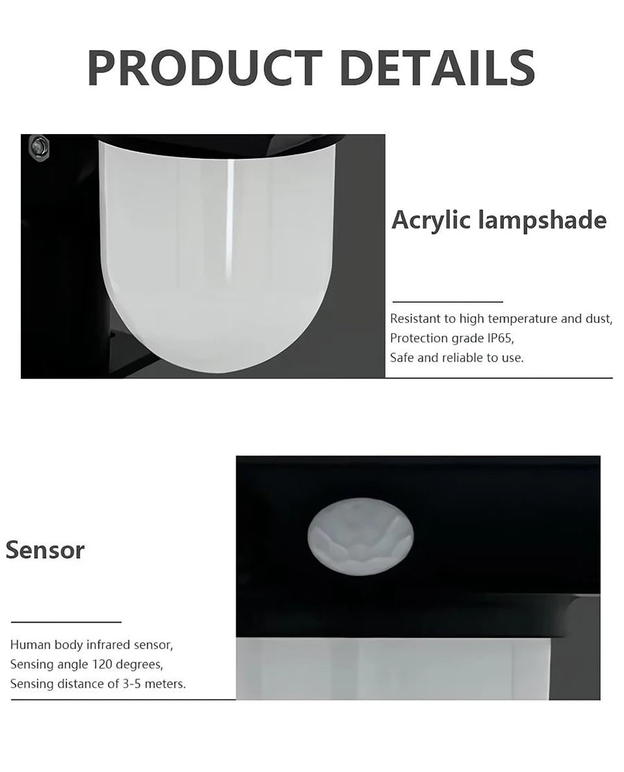 Solar Lights Outdoor Garden Solar Powered Wall Lamp Waterproof Motion Sensor Pathway Light Landscape Path Yard Backyard Lawn