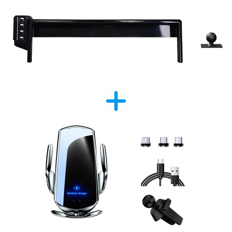 Car Phone Holder 10-Inch Screen Fixed Base For Peugeot 4008 5008 2021-2023 Wireless Charging Support Car Mobile Phone Mounts