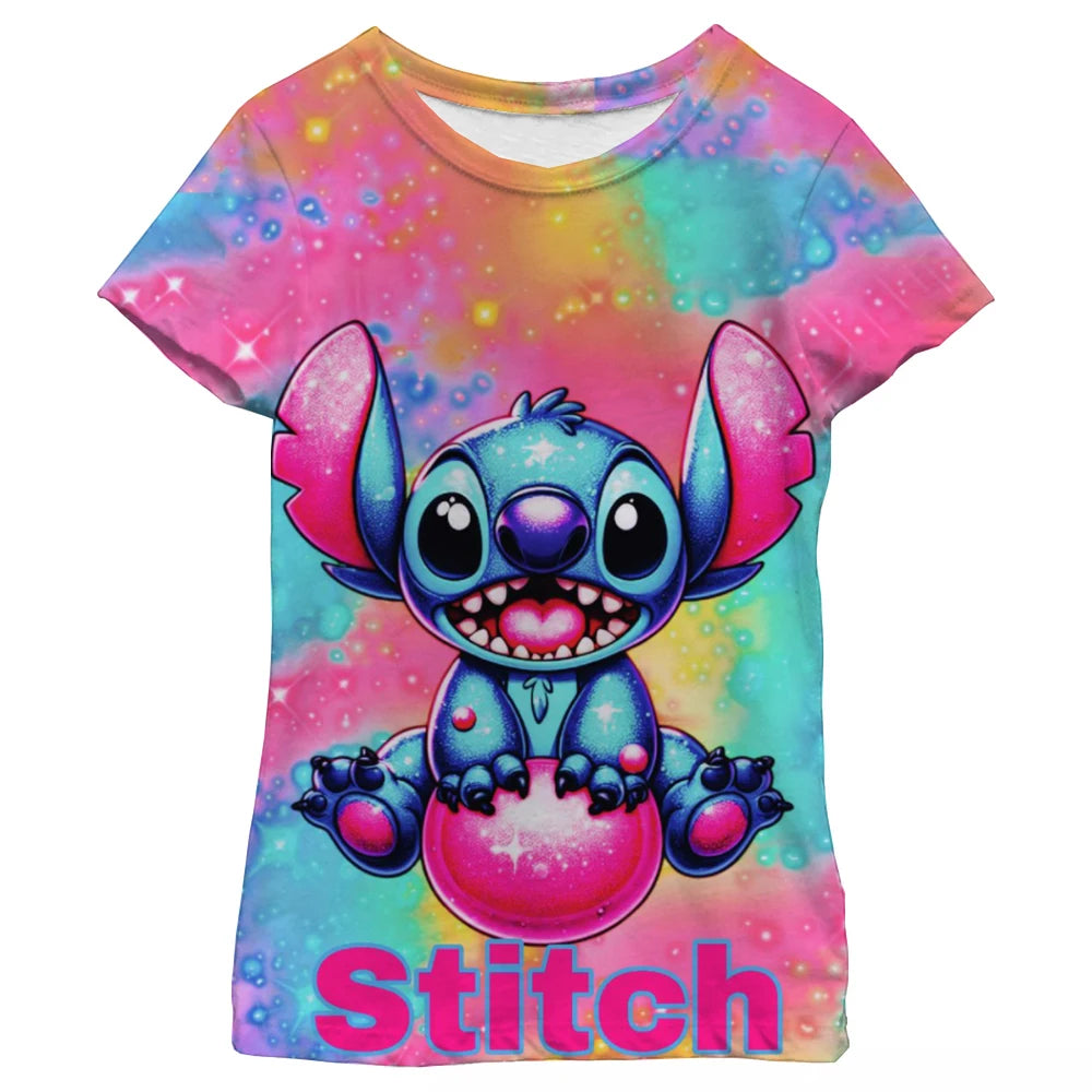 New Kawaii Lilo Stitch Cartoon T Shirt Children Kids Stitch Cute Manga T-shirt Y2k Graphic Tshirt Girl Boy Top Tees Lilo Stich