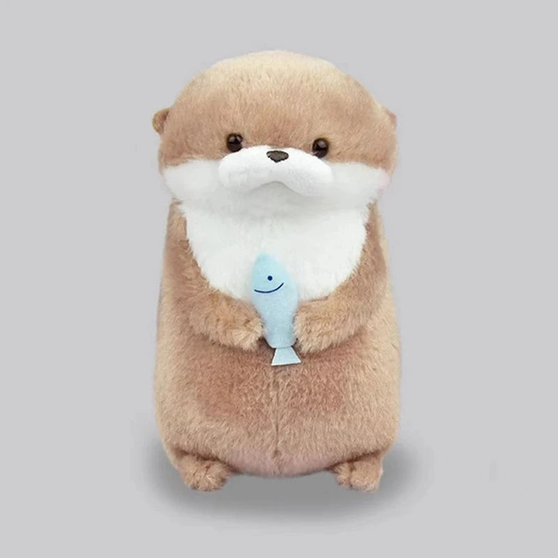 Cute Otters Holding Fish Plush Pendant Keychain Stylish Backpack Keyrings Pendant Lovely School Bag Key Wallet Pendant