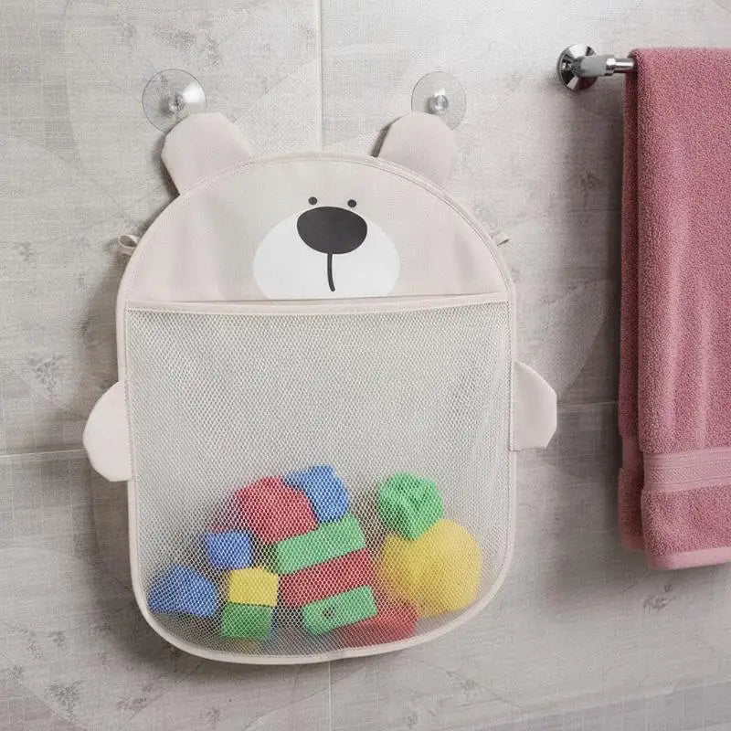 Baby Bathtub Toys Storage Bag Strong Suction Cups Quick Drain Waterproof Mesh Organizer for Kids Bathroom Play Time