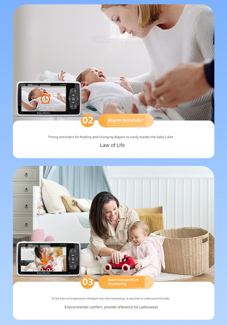 Smart Home Baby Child Sleeping Monitor Wireless HD Night Vision Voice Intercom Cry Reminder for Newborn to 10 Years Old