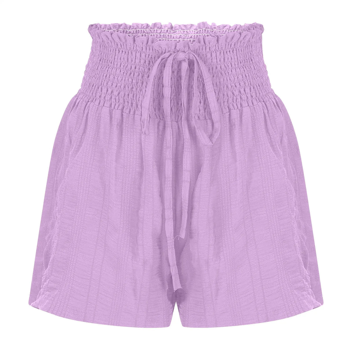 Women Casual High Waist Shorts Skirt Smocked Elastic Drawstring A-Line Flowy Short Skirt Pants Summer Solid Color Beach Skorts