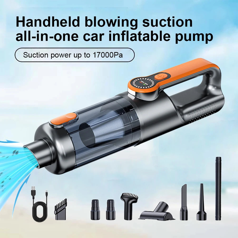 17000PA Car Vacuum Cleaner with LED Light High Power Mini Vacuum Cleaner Portable Cordless Compressed Air Duster for Car Home