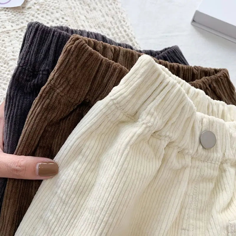 Boy Korean Children's Clothing Spring Fall Kids Trousers Corduroy Boys Pants Solid Pants Baby Girls Outfit Clothes for Teenagers