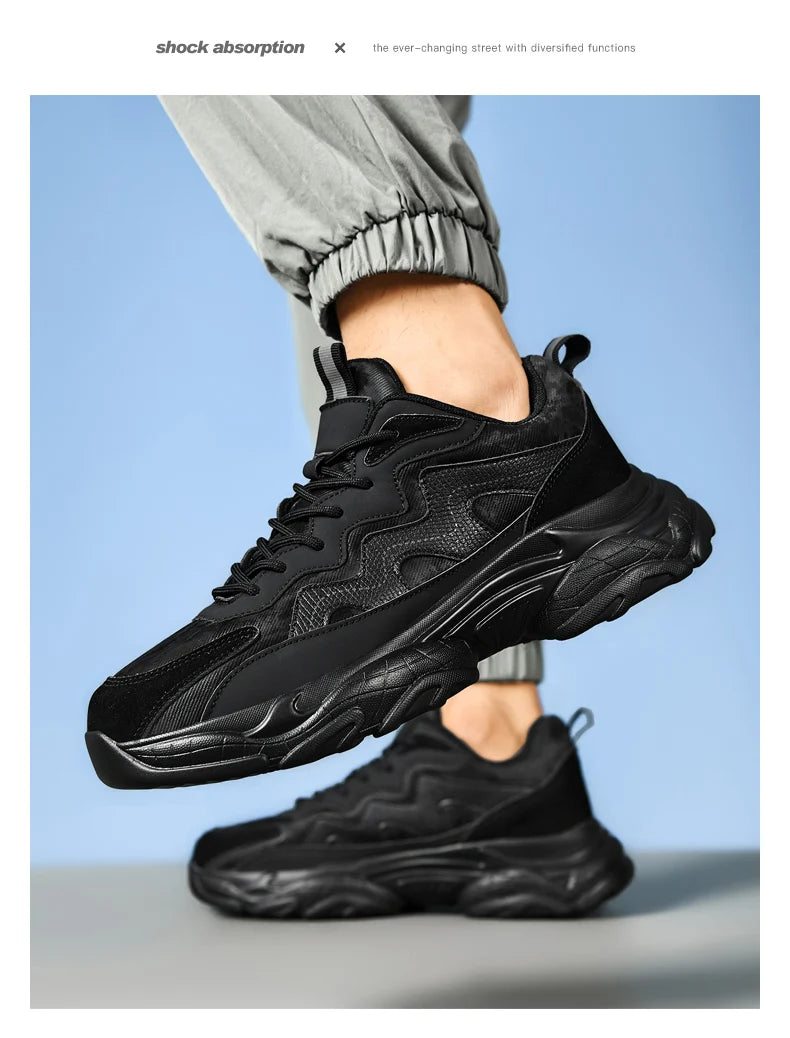 Sports shoes men's four season casual fashion outdoor thick sole breathable comfortable anti slip wear-resistant casual sneakers