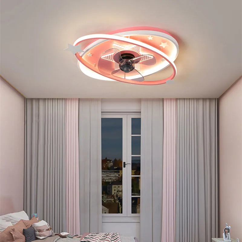 with light small ceiling fan Led kids light with fan Chandelier For Home Bedroom Lamp 3 Color Dimmable remote control fan light