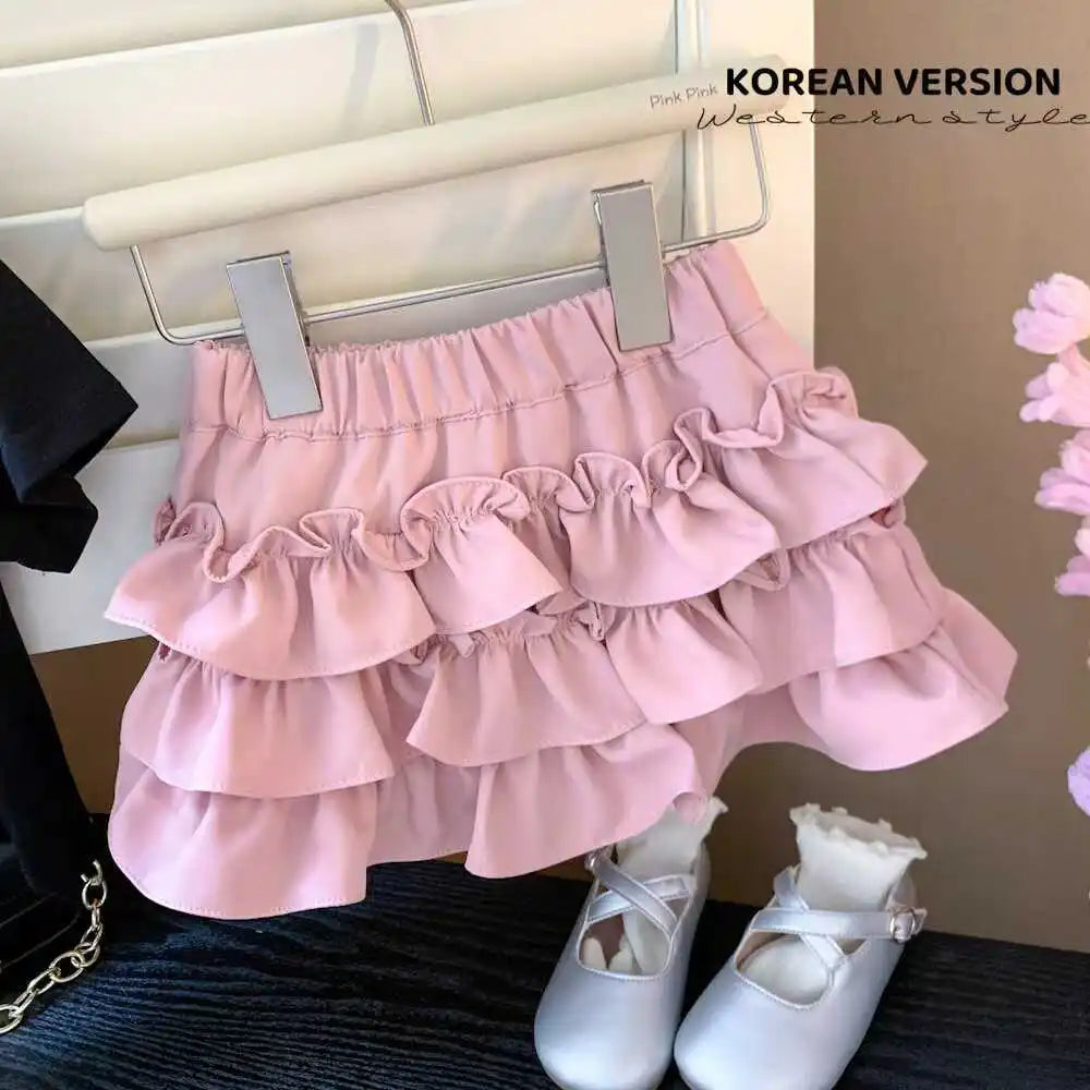 2024 Baby Girls Summer Clothing Cake Skirts With Safty Shorts Fashion Kids Children Birthday Skirt Casual Cute Clothes