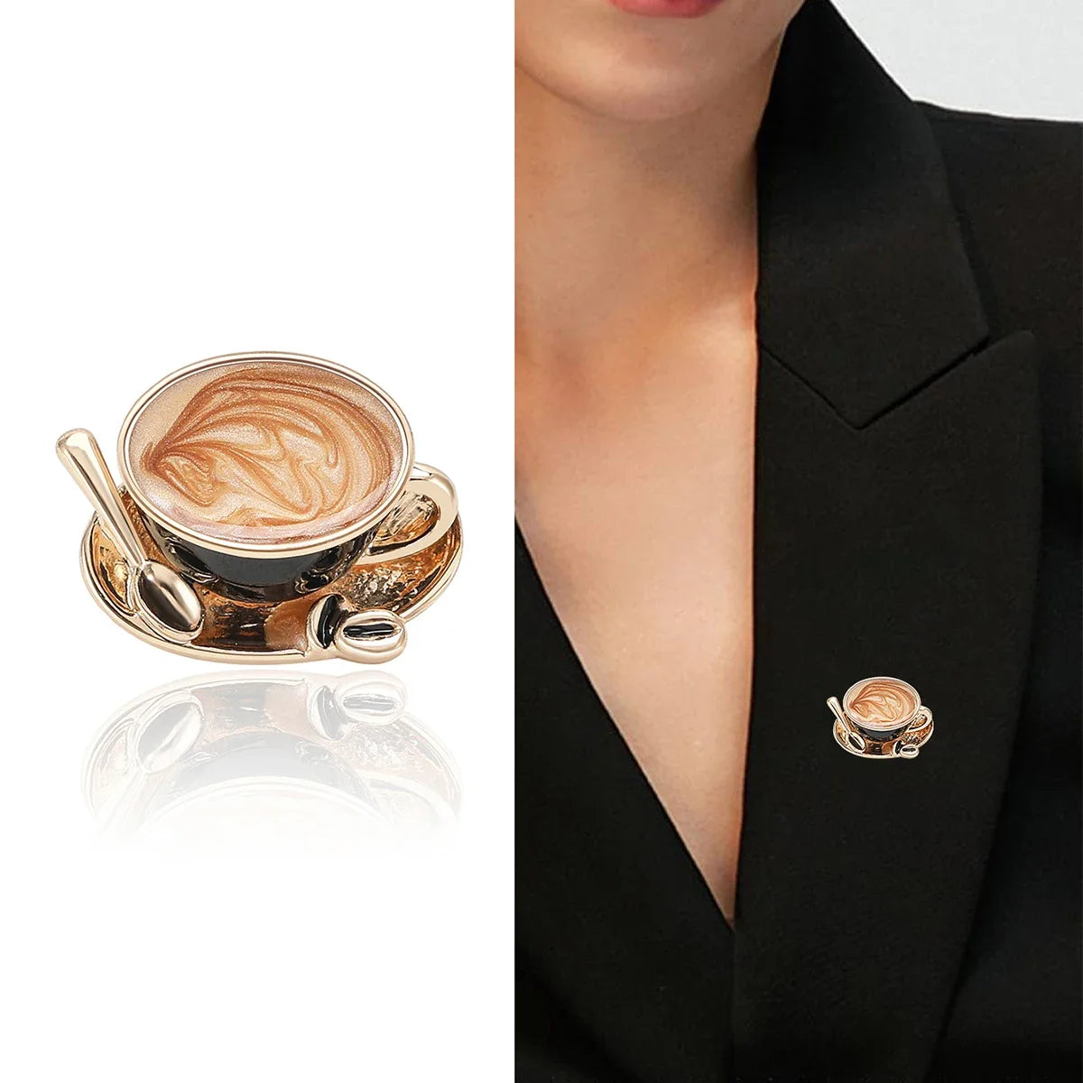 Enamel Coffee Brooches for Women Unisex Creative Cup Party Casual Brooch Pin Gifts