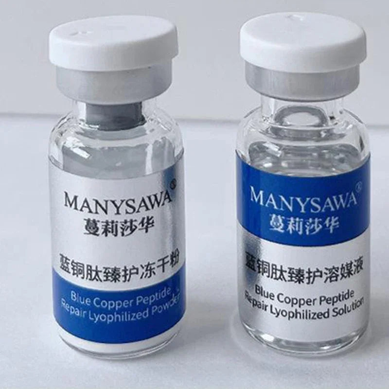 Blue Copper Peptide Repair Lyophilized Powder Box Freeze-dried Firming Essence Anti Aging Shrinks Pores Face Serum Skin Care Set