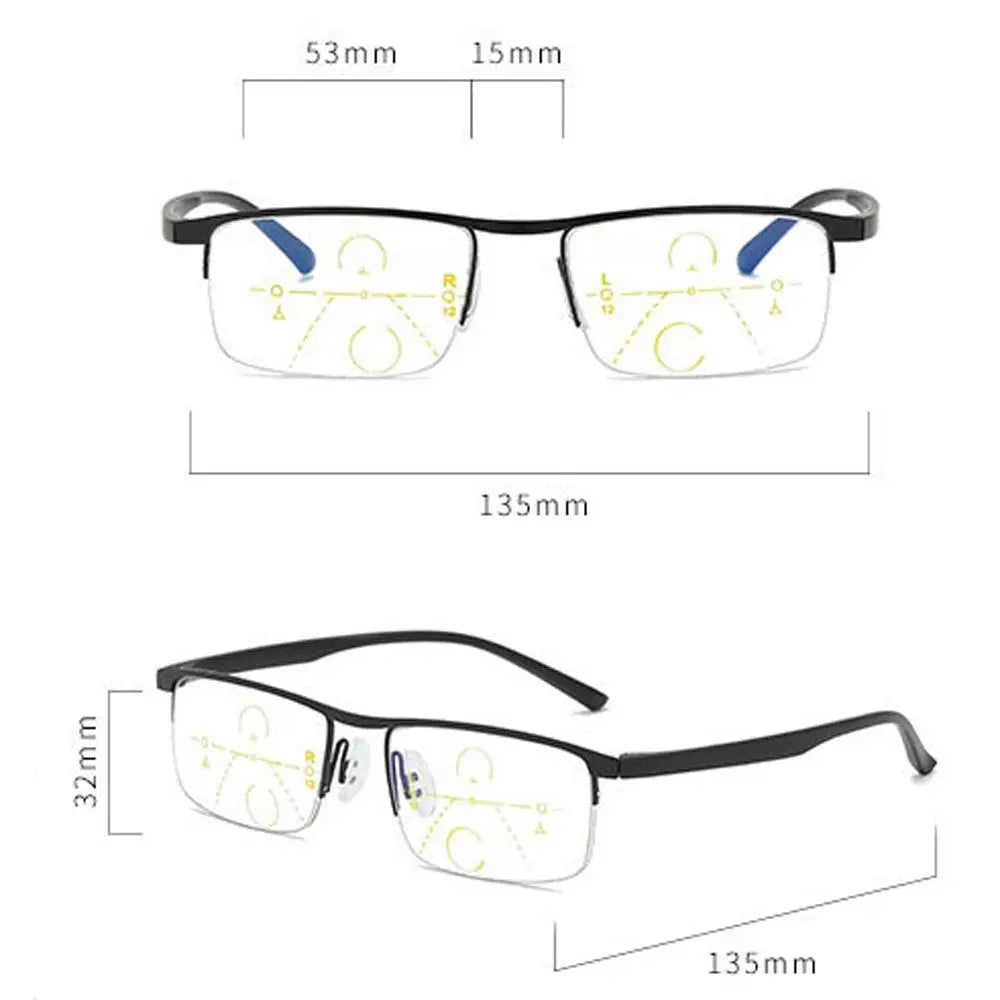 Automatic Adjustment Dual Light Presbyopia Eyeglasses Computer Eyeglasses Hyperopia Eyewear Anti-blue Light Reading Glasses