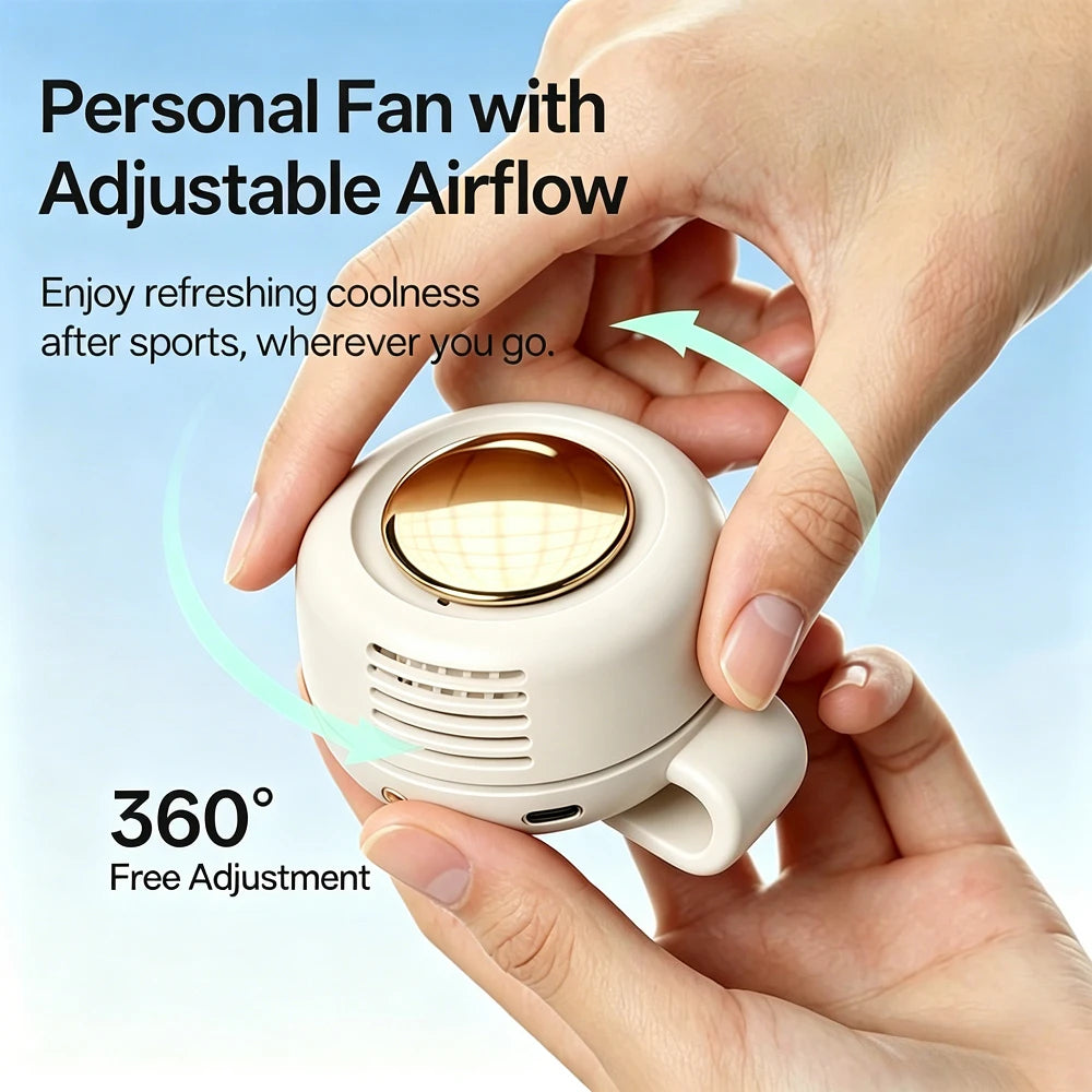Portable Silent Mini Bladeless Fan Clip On Adjustable 3-Speed Suspended Whirlwind Fans For Outdoor & Travel & Office