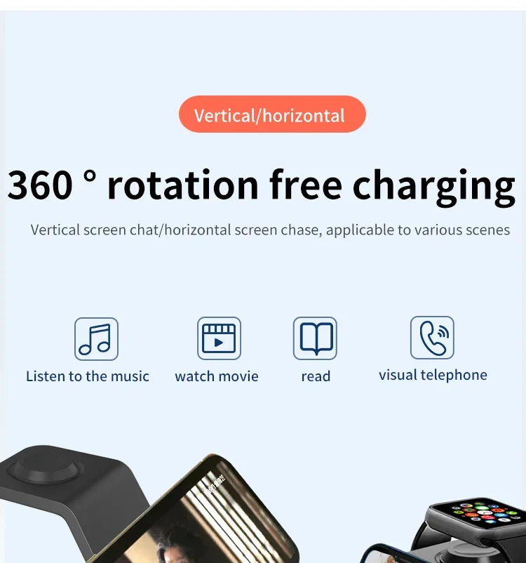 3 In 1 Wireless Charger Stand Fast Charging Station for iPhone 17 16 15 14 13 12 11 iWatch 10/9/8/7 Ultra Airpods Phone Holder