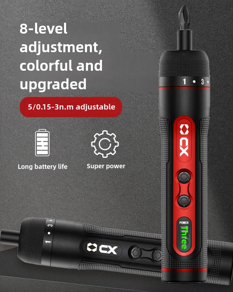 8-Speed Torque Cordless Electric Screwdriver Rechargeable 2000mAh Mini Drill 3.6V Power Tools Set Household Maintenance Repair