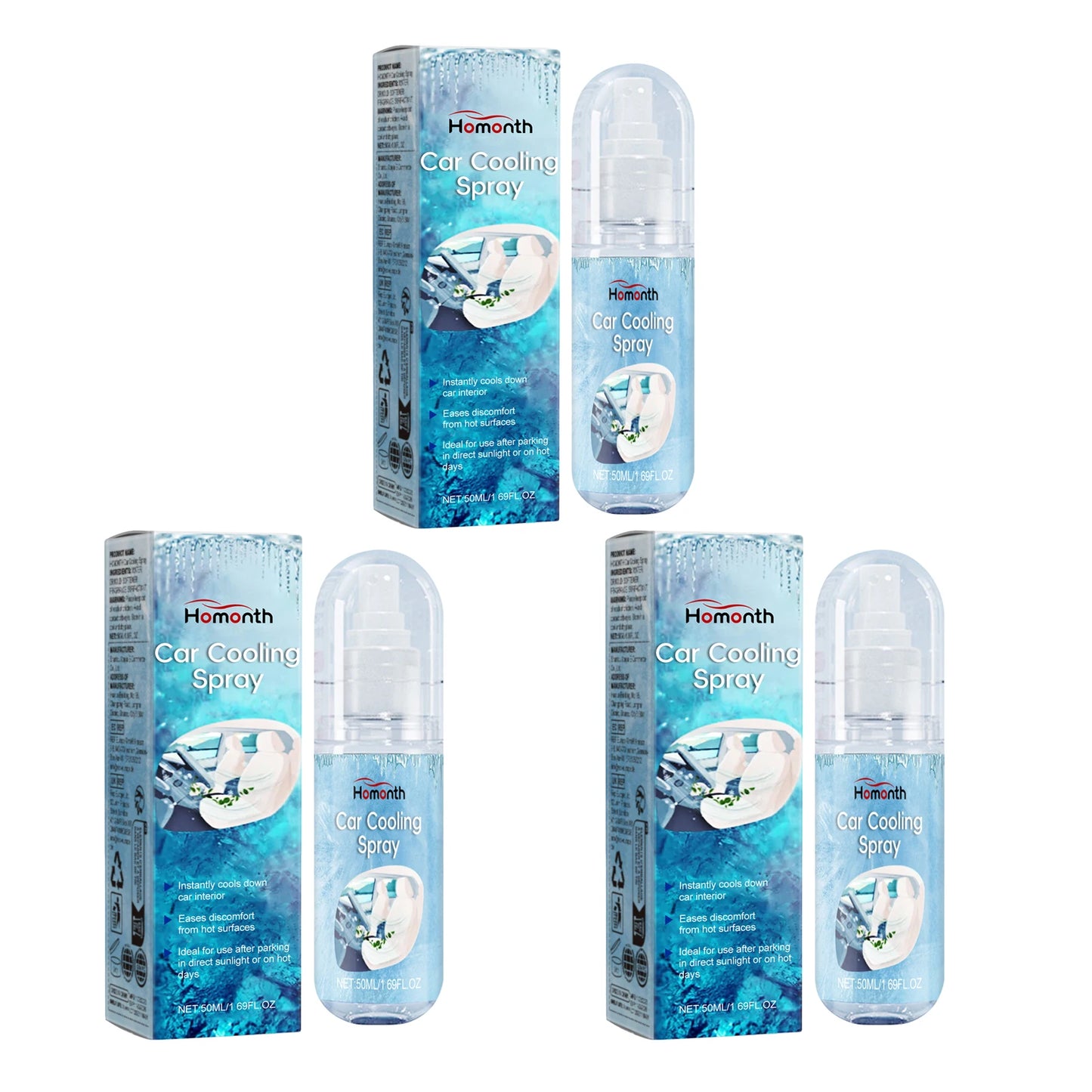 Car Cooling Spray Endothermic Evaporation Reduce Surface Heat Heatstroke Prevention Comfortable Driving Rapid Cooling Agent 50ml