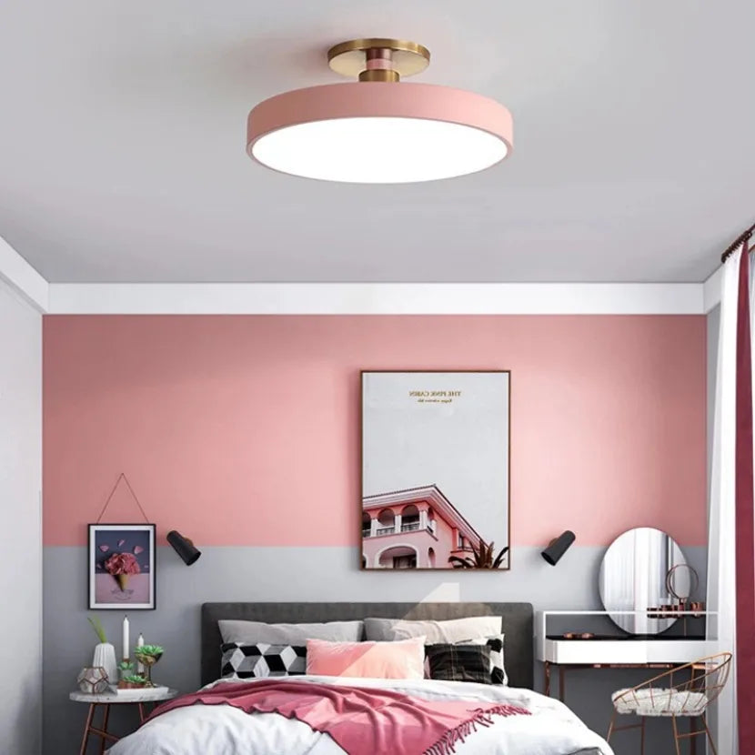 Modern LED Ceiling Light Nordic Macaron Circular Pendant Light Children's Room Dining Room Study Room Interior Decoration Light
