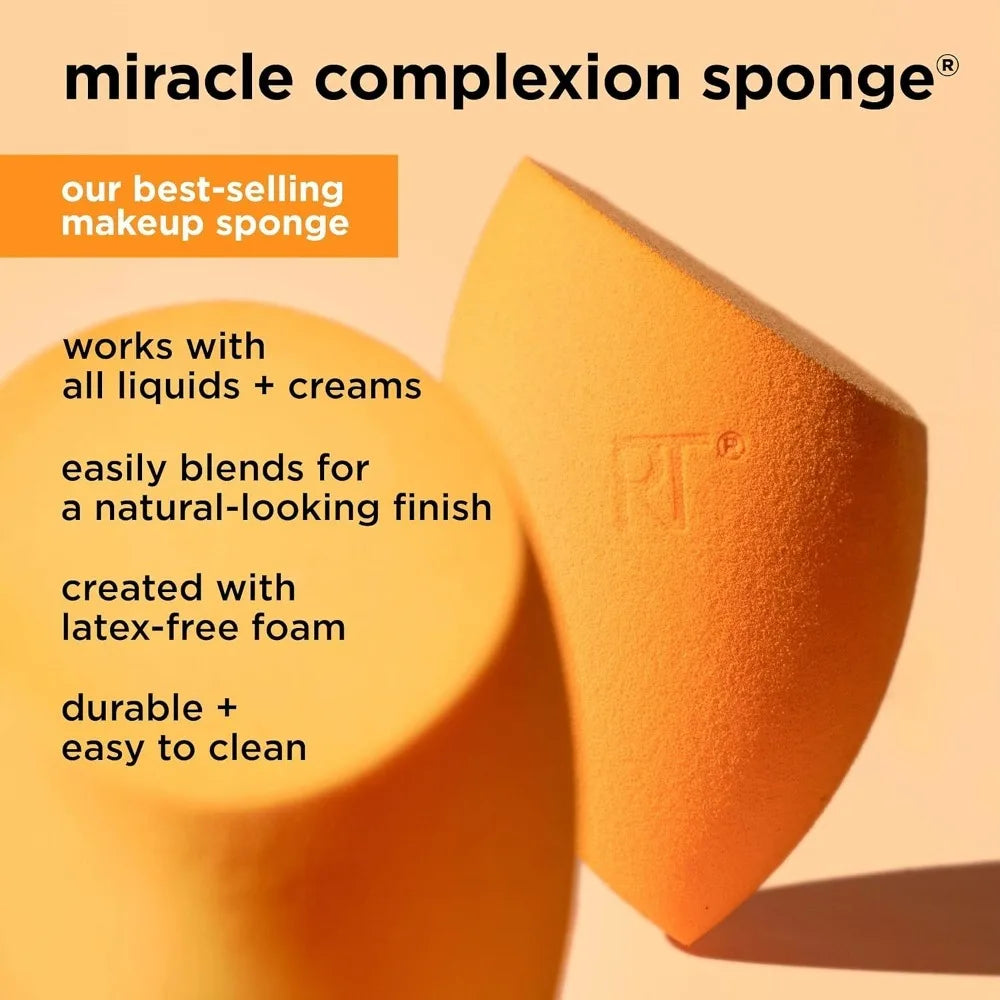 Real Techniques Complexion Sponge Makeup Blender Liquid and Cream Foundation Streak-Free Professional Makeup Tool Free 4 Count