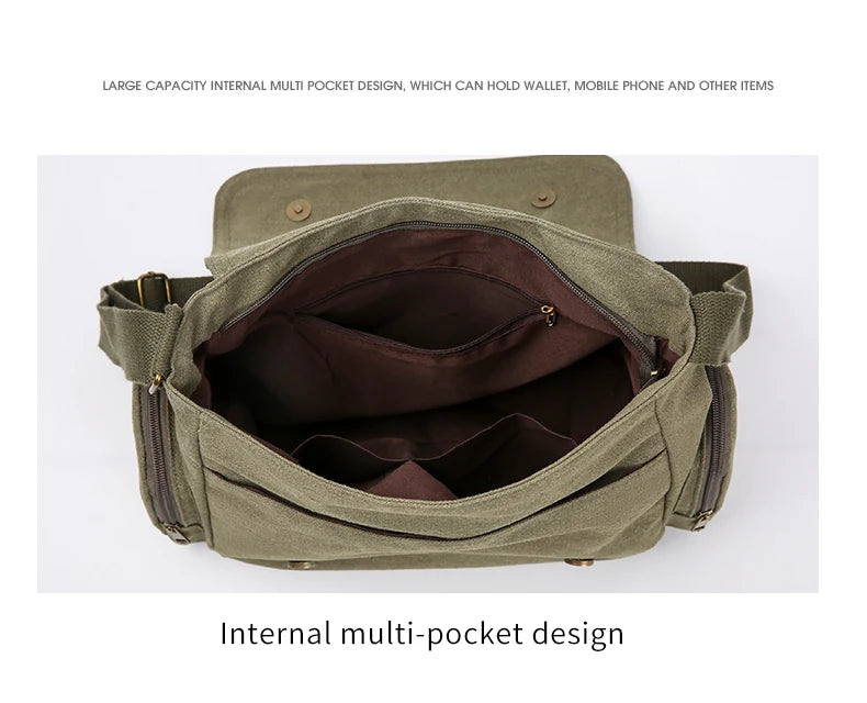 Vintage Women's Shoulder Bag Canvas Lotus Print Large Capacity Crossbody Bag for Travel Messenger Bag