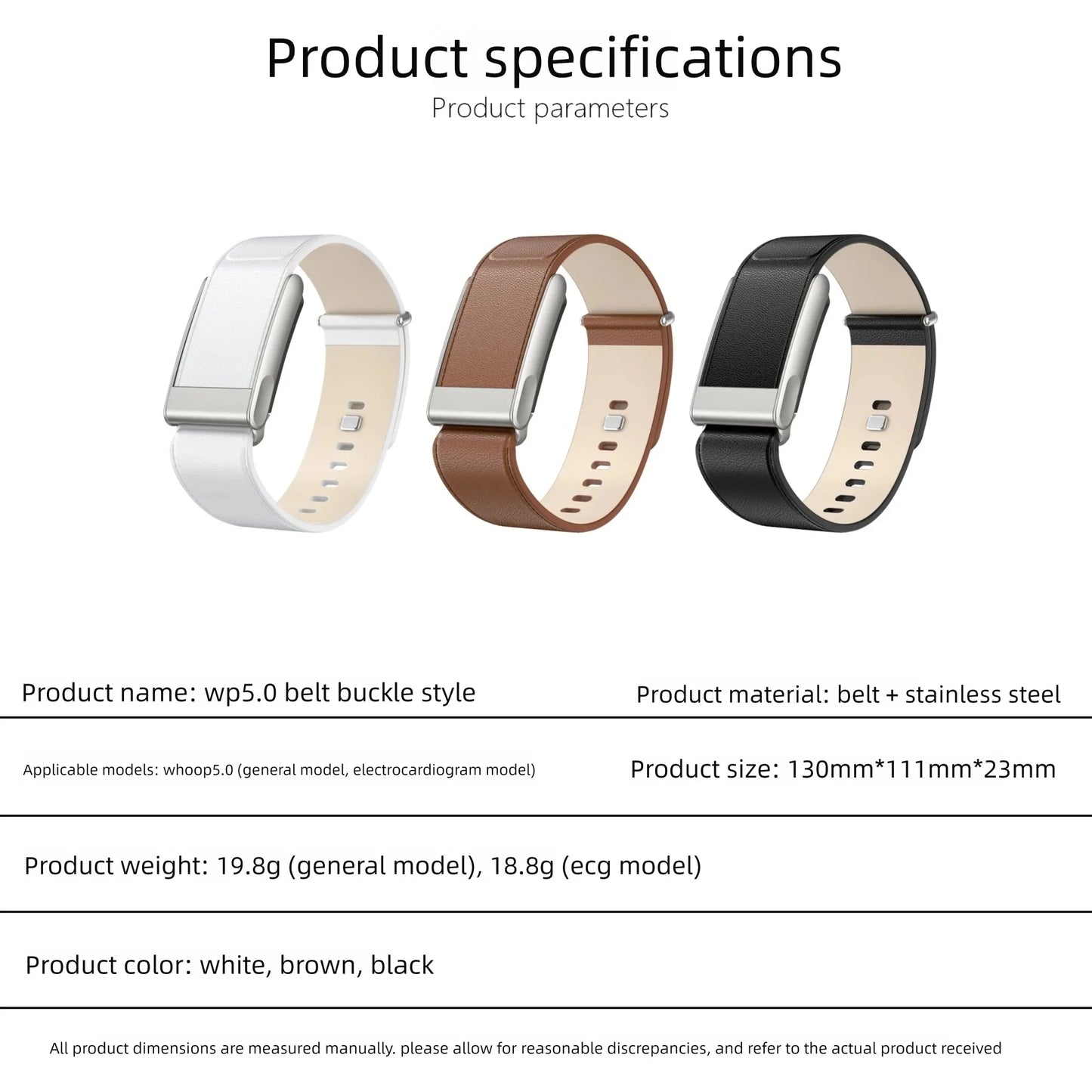 For Whoop 5.0 Watch Straps Genuine Leather Bands Compatible with WHOOP ONE Wristband Fitness Tracker Whoop Life ECG Straps