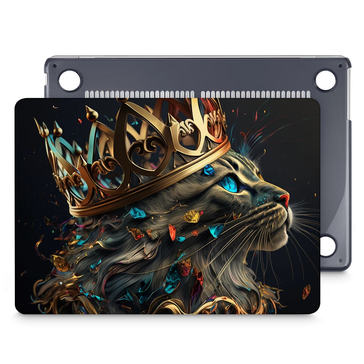 The Crown Cat Hard print case for MacBook 2025 M4 Air Pro 13 14 16 M2 2022 2023 A2681 A2779 A2780 Retina A1502 A2337 M1 A2289